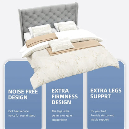 Cadre de lit plateforme Moasis King en velours capitonné avec tête et pied de lit