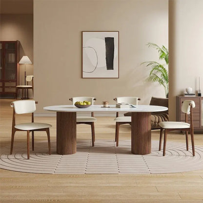 Chaise de salle à manger moderne en similicuir beige, pieds en bois massif, 2 pièces
