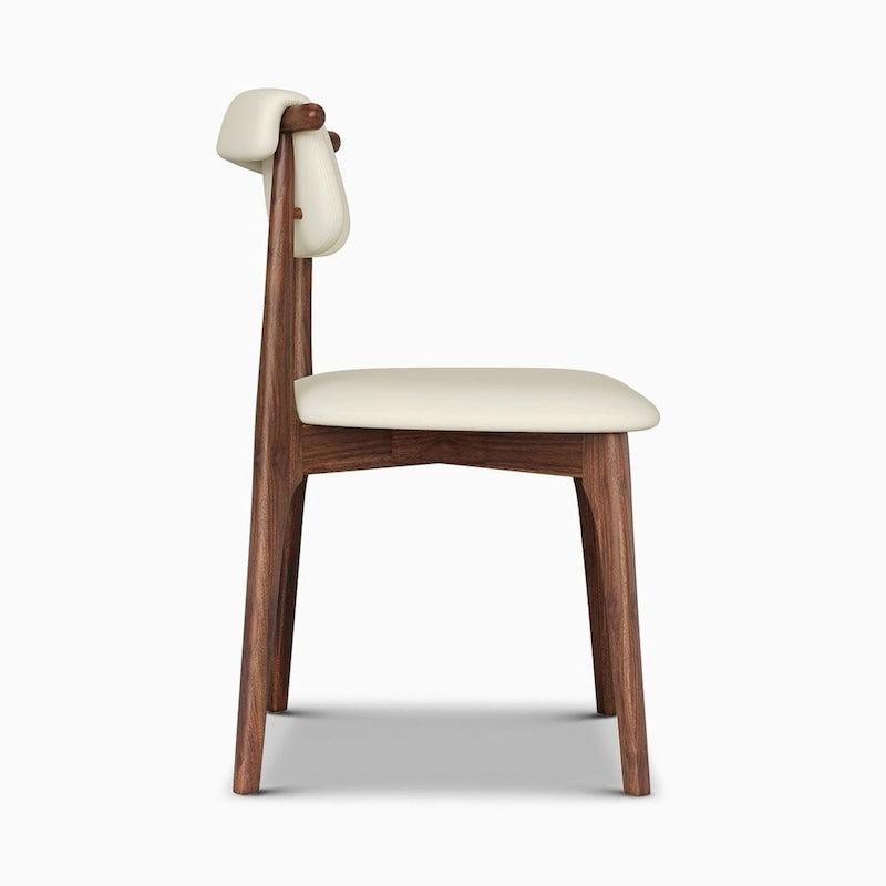 Chaise de salle à manger moderne en similicuir beige, pieds en bois massif, 2 pièces