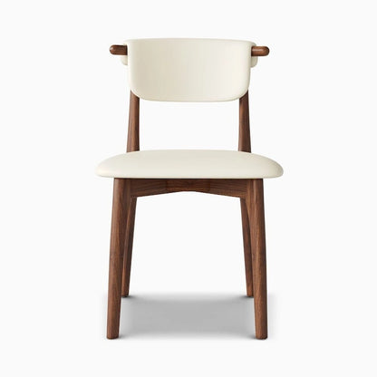 Chaise de salle à manger moderne en similicuir beige, pieds en bois massif, 2 pièces