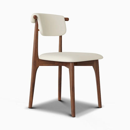 Chaise de salle à manger moderne en similicuir beige, pieds en bois massif, 2 pièces
