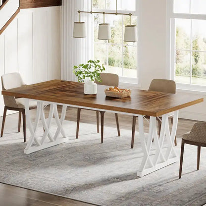 Table de salle à manger de 70,87 pouces avec cadre en métal pour la maison