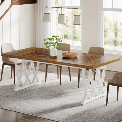 Table de salle à manger de 70,87 pouces avec cadre en métal pour la maison