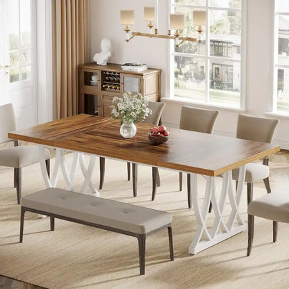 Table de salle à manger de 70,87 pouces avec cadre en métal pour la maison