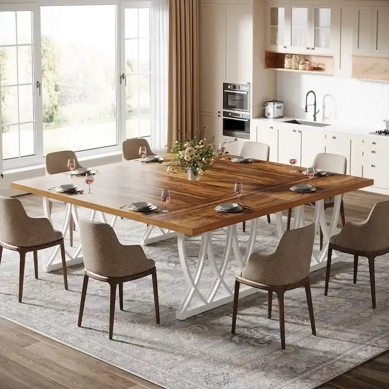 Table de salle à manger de 70,87 pouces avec cadre en métal pour la maison