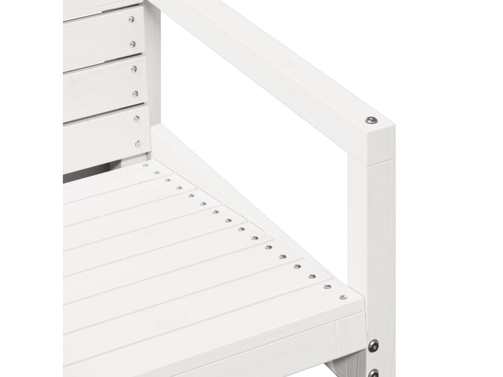 Ensemble de mobilier de jardin 3 pièces en bois massif, blanc