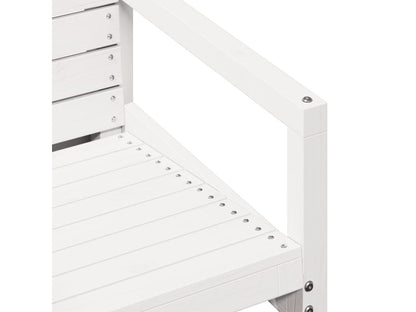 Ensemble de mobilier de jardin 3 pièces en bois massif, blanc