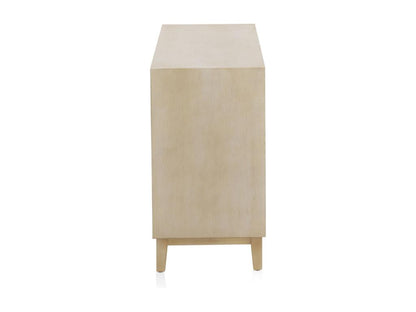 Buffet 3 portes en bois imitation chêne, beige
