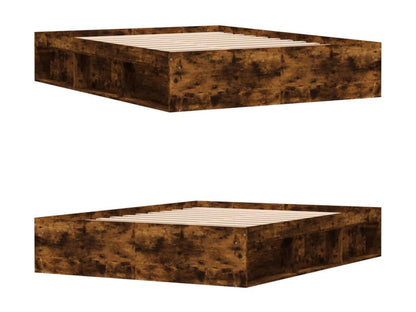 Cadre de lit en bois effet chêne, 160 x 200 cm, marron