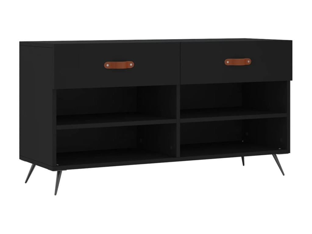 Banc en bois composite, 102 x 35 x 55 cm, noir