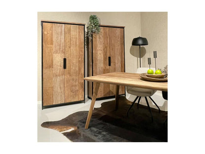 Buffet en métal à 2 portes, 100 cm, marron