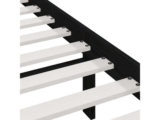 Cadre de lit en pin massif, 75 x 190 cm, noir