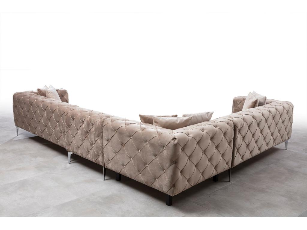 Canapé en velours, 270 cm, beige