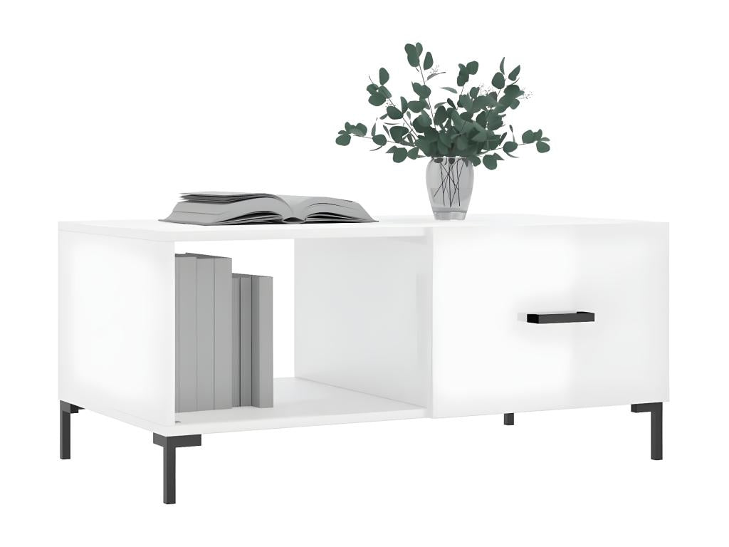 Table basse en bois composite, 90 x 50 x 40 cm, blanche