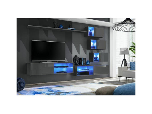 Meuble TV, 170 cm, gris