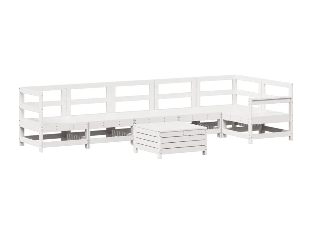 Ensemble de mobilier de jardin 7 pièces en pin massif blanc