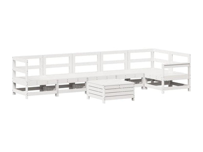Ensemble de mobilier de jardin 7 pièces en pin massif blanc
