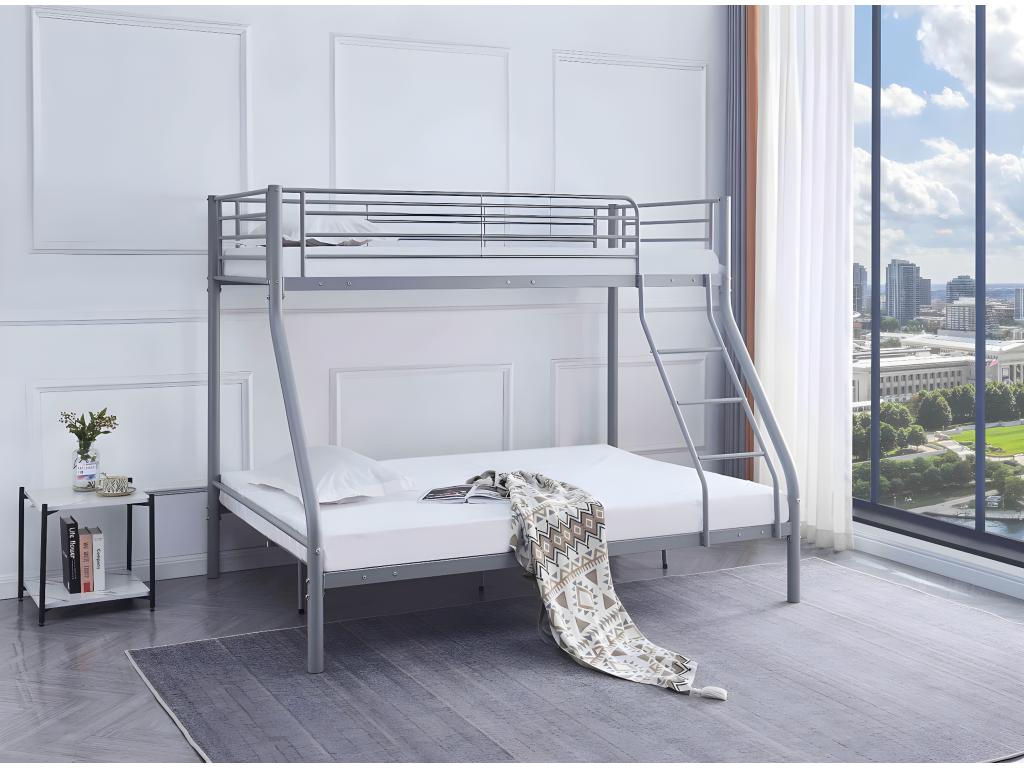 Cadre de lit superposé en métal, gris