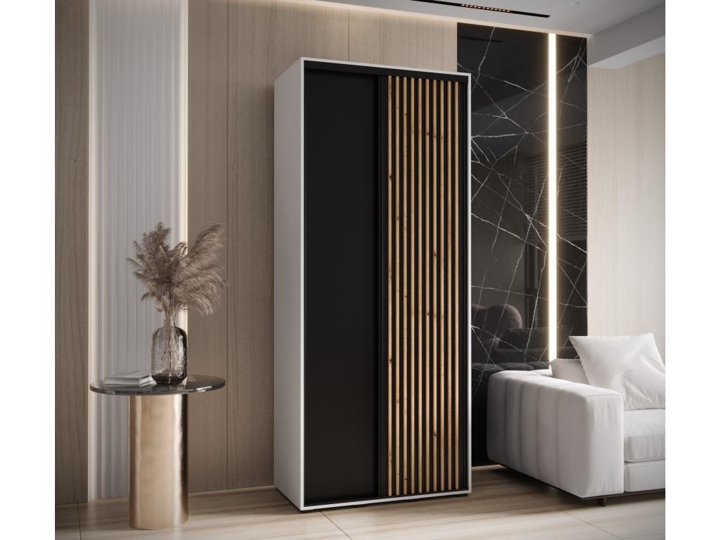 Armoire coulissante à 2 portes, 100 x 60 x 235,2 cm, noire