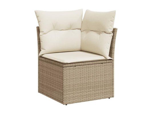 Ensemble de mobilier de jardin 11 pièces avec coussins, en résine tressée beige