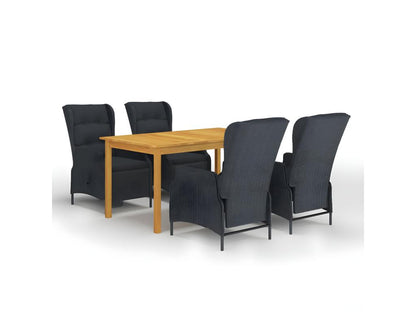 Ensemble de mobilier de jardin 5 pièces, gris