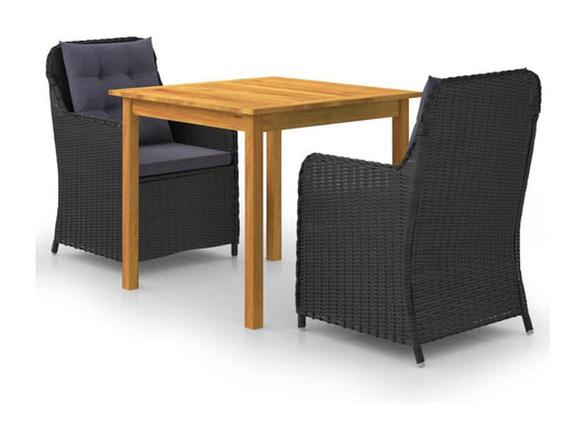 Ensemble de mobilier de jardin 3 pièces, noir