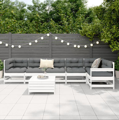 Ensemble de mobilier de jardin 7 pièces en pin massif blanc