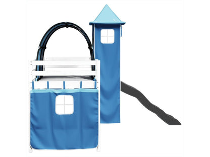 Lit en pin massif, 90 x 190 cm, bleu