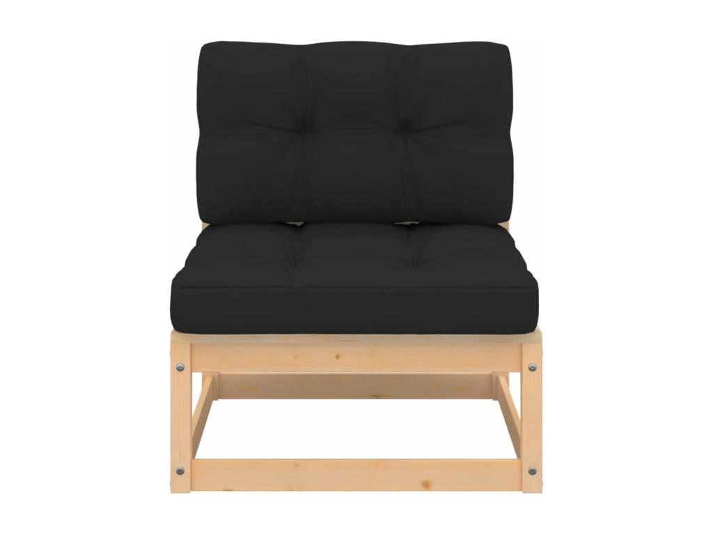 Ensemble de mobilier de jardin 8 pièces avec coussins, en pin massif gris