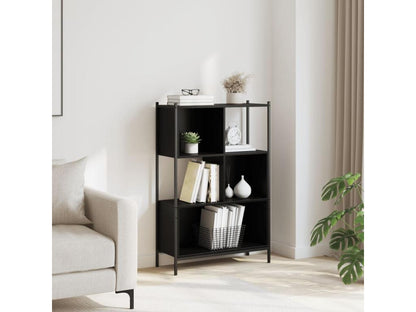 Bibliothèque en bois composite, 72 x 28 x 109 cm, noire