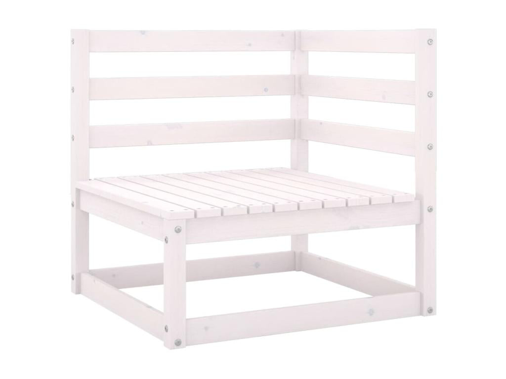 Ensemble de mobilier de jardin 6 pièces avec coussins, en pin massif blanc