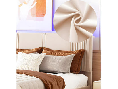 Lit en velours, 140 x 200 cm, beige