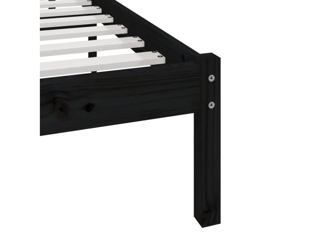 Cadre de lit en pin massif, 75 x 190 cm, noir