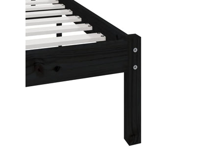 Cadre de lit en pin massif, 75 x 190 cm, noir