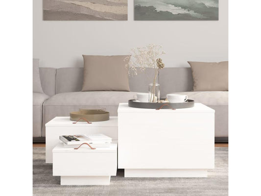 Ensemble de meubles de maison en bois massif 3 pièces, blanc