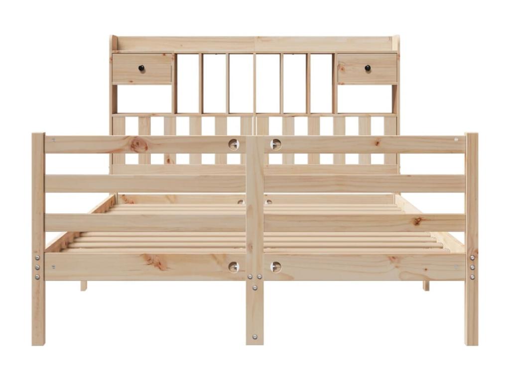 Lit en pin massif, 140 x 190 cm, marron