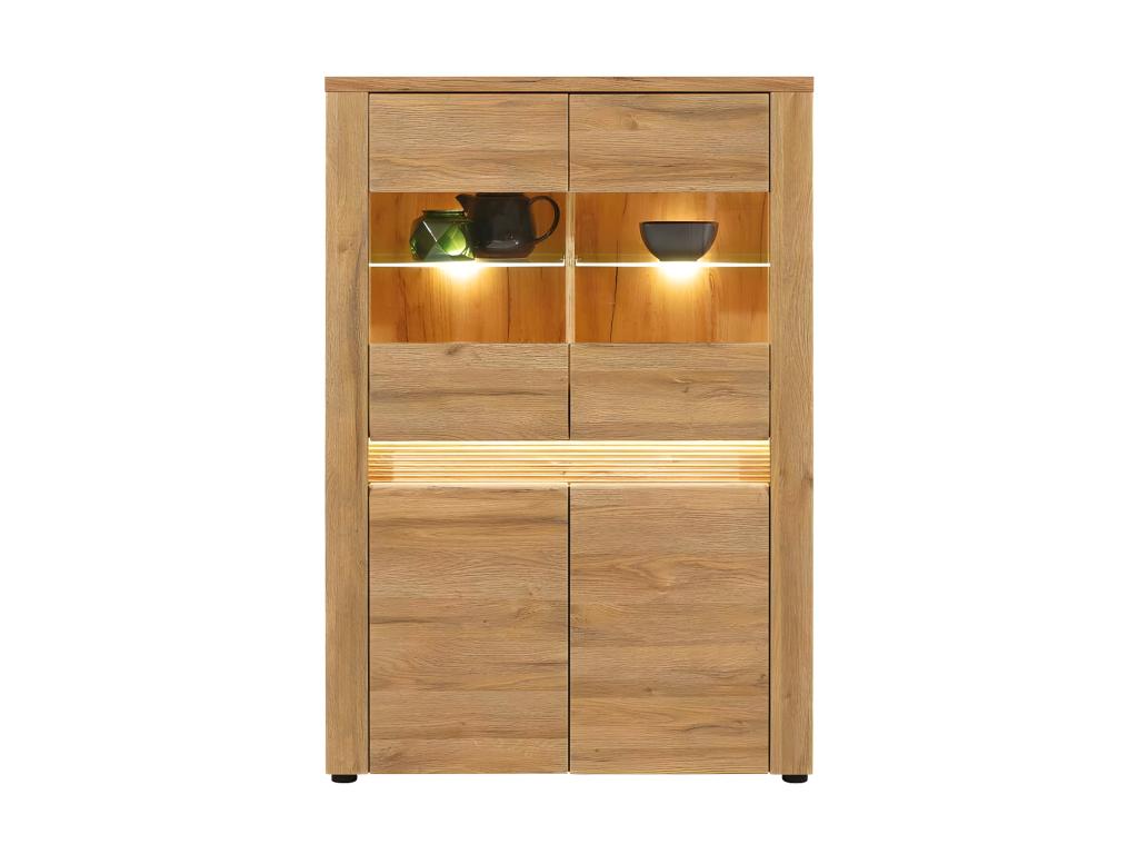 Meuble de maison 4 portes en bois imitation chêne, 132 cm, naturel