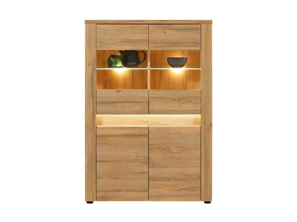 Meuble de maison 4 portes en bois imitation chêne, 132 cm, naturel