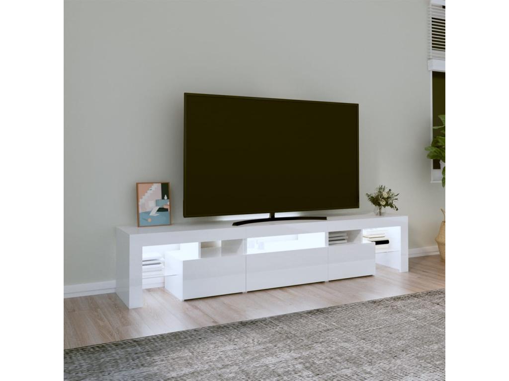 Meuble TV, 200 x 36,5 x 40 cm, blanc
