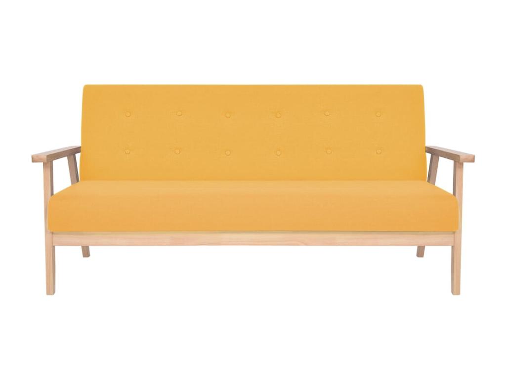 Canapé 2 pièces en tissu, jaune