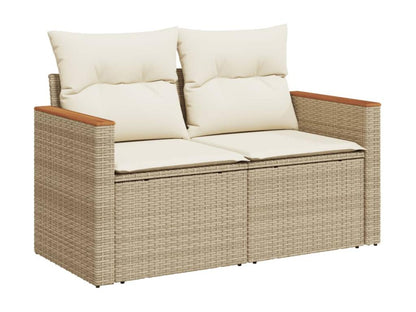 Ensemble de mobilier de jardin 6 pièces avec coussins, en résine tressée beige