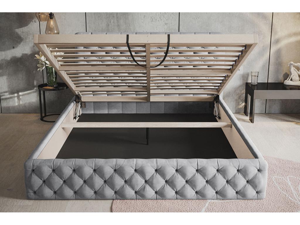 Lit en velours, 180 x 200 cm, beige