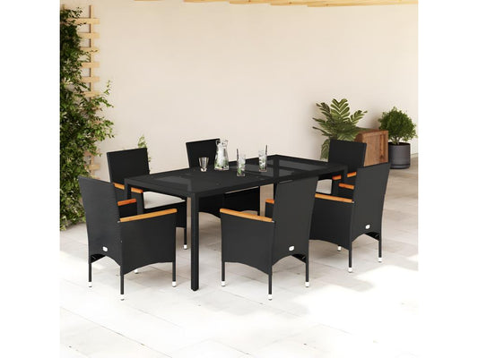 Ensemble de mobilier de jardin 7 pièces avec coussins, beige