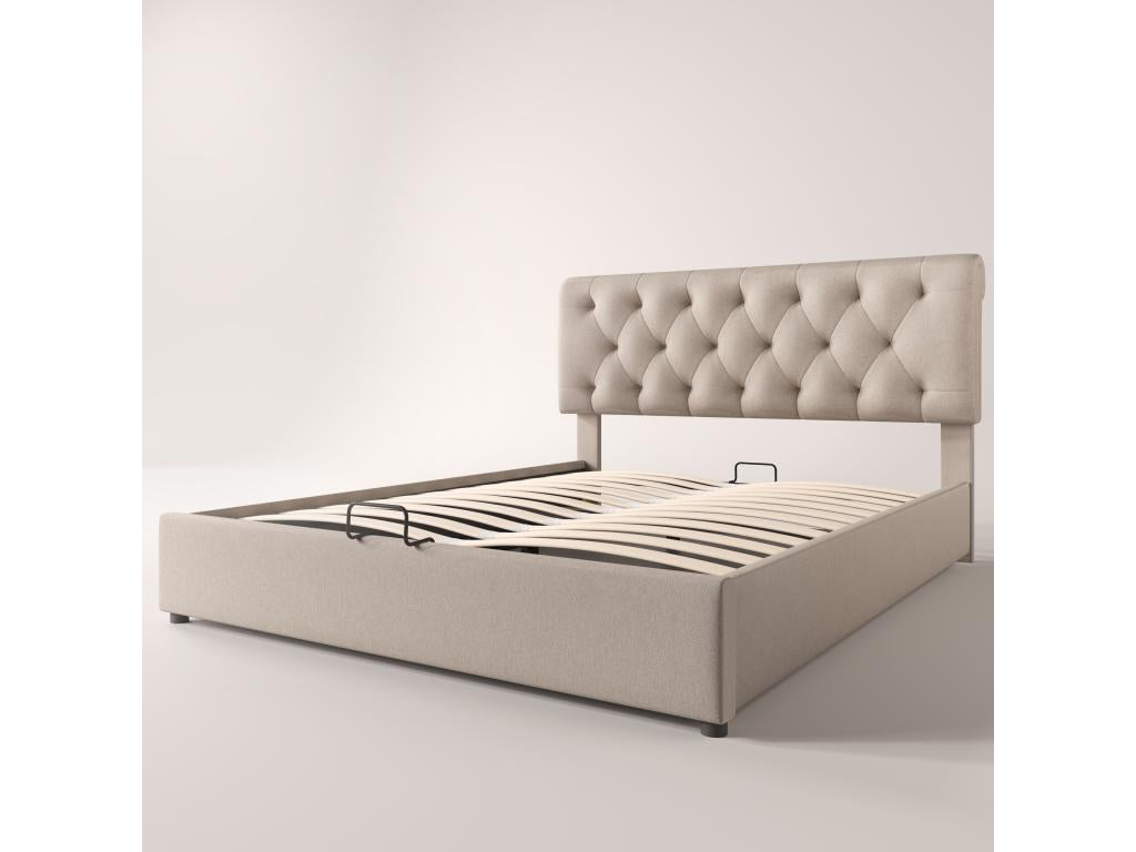 Lit en tissu, 140 x 200 cm, naturel