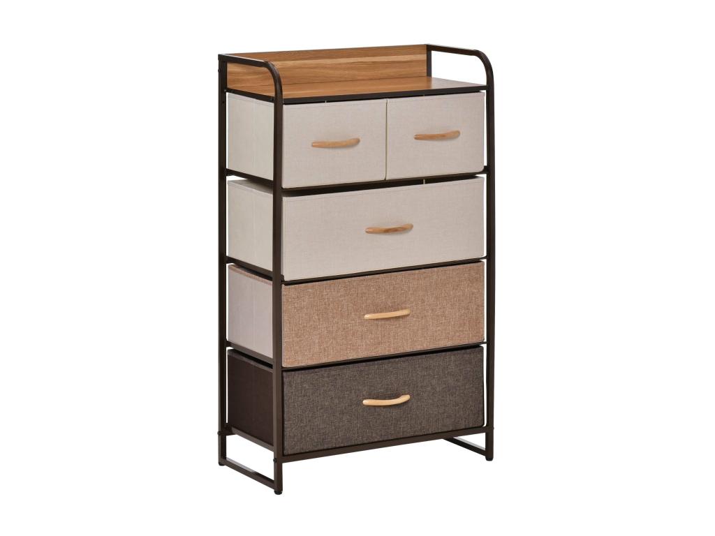 Commode en tissu, 58 x 29 x 99 cm, marron