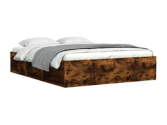 Cadre de lit en bois effet chêne, 160 x 200 cm, marron