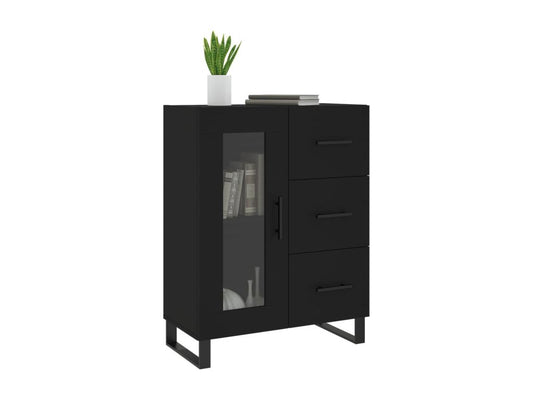 Buffet en bois d'ingénierie, 69,5 x 34 x 90 cm, noir