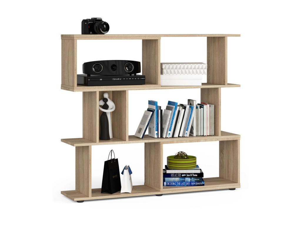 Étagère en bois effet chêne, 120 x 28,4 x 107,5 cm, naturel