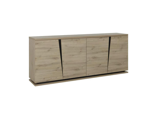 Buffet 4 portes en bois imitation chêne, naturel
