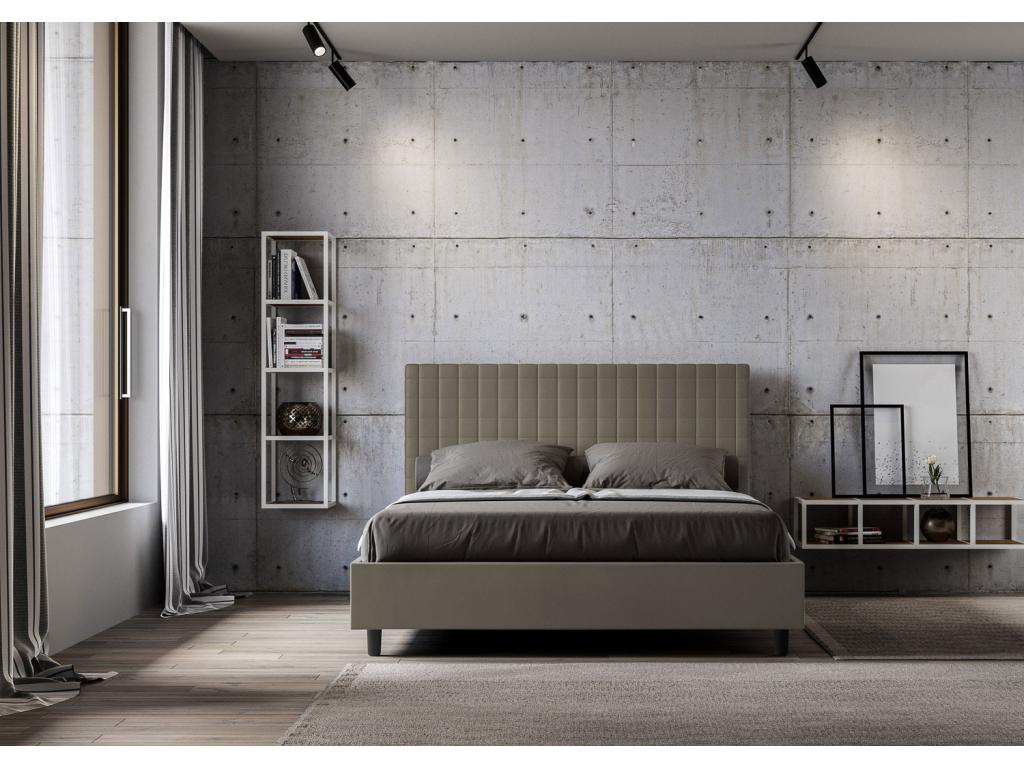 Lit en cuir, 160 x 200 cm, marron